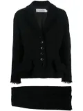 Christian Dior Pre-Owned 2010s frayed edge wool skirt suit - Black