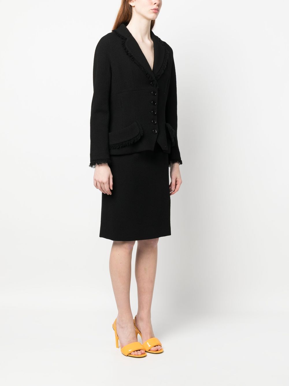 Christian Dior 2010s frayed edge wool skirt suit Women