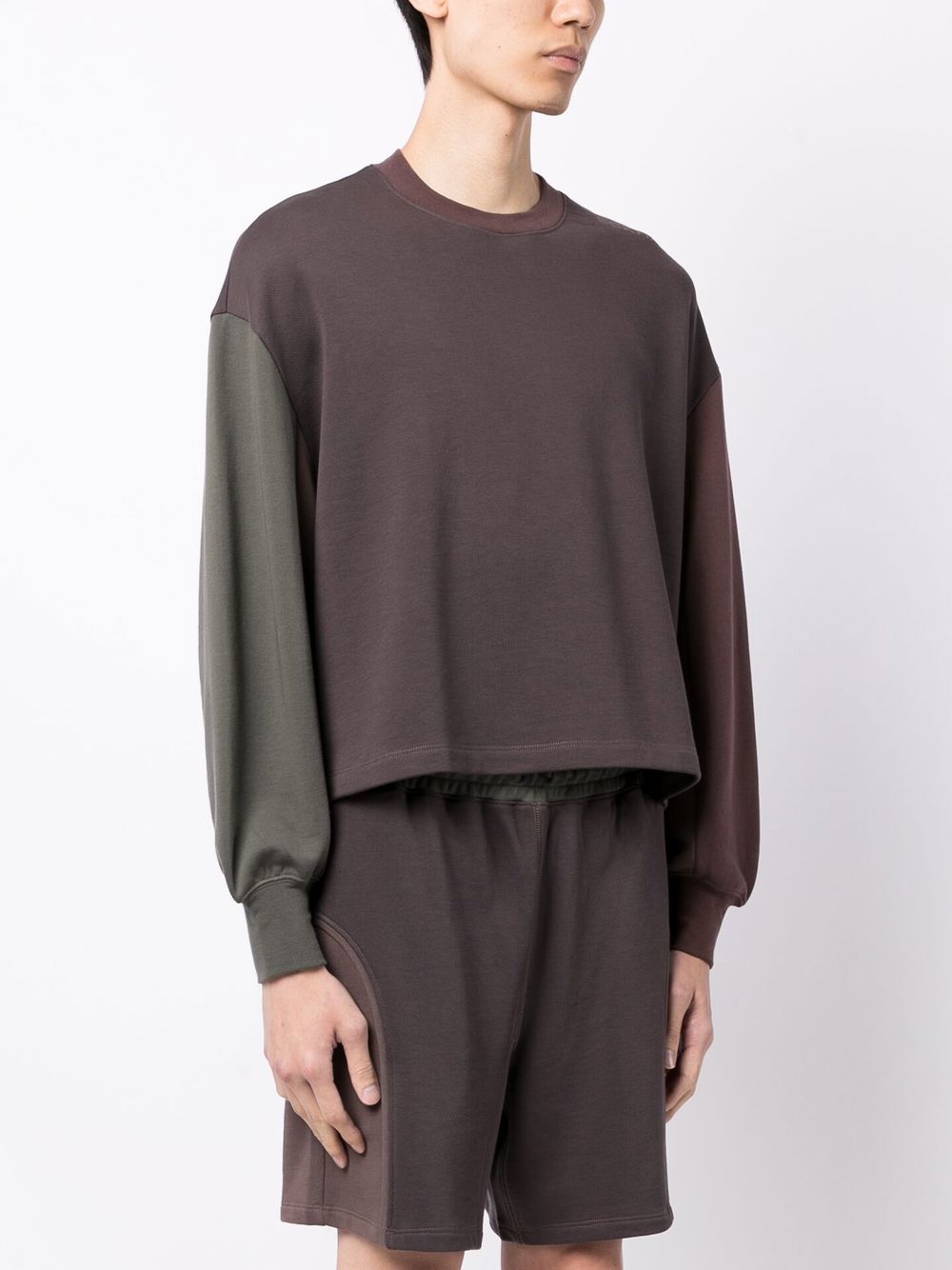 Shop Eckhaus Latta Panelled-design Cotton Sweatshirt In Braun
