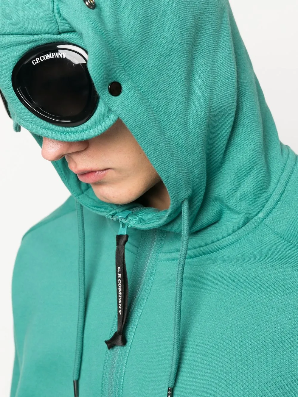 Goggles zip-up cotton hoodie