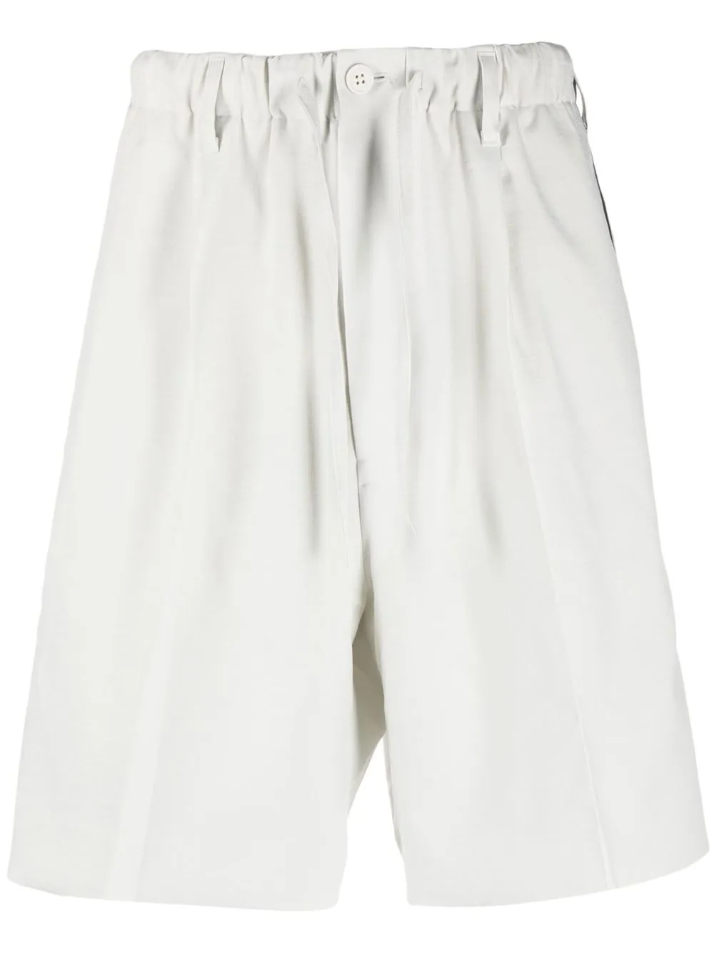 

Y-3 long side-stripe cotton shorts - White