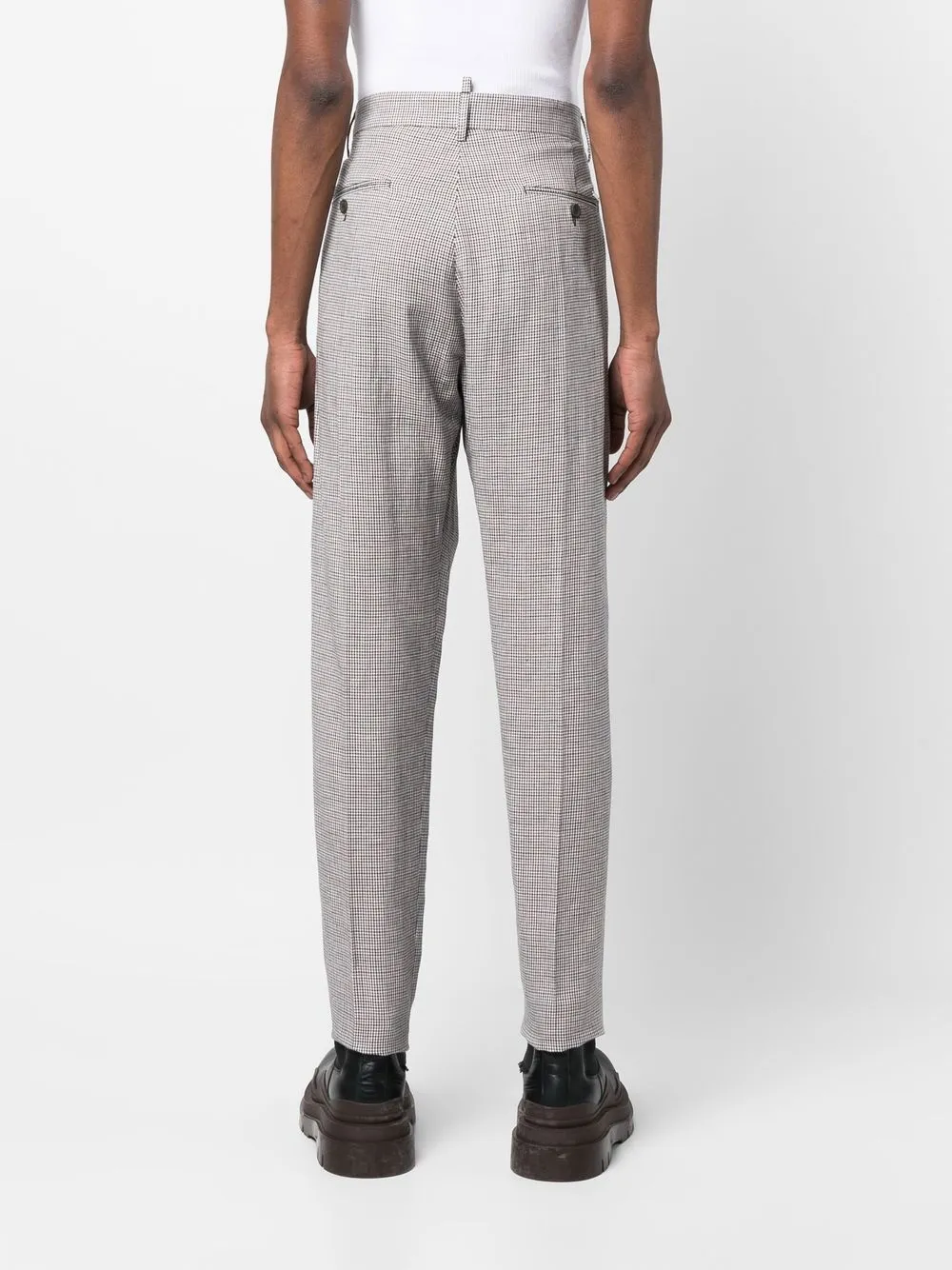 Shop Dsquared2 Tailored Houndstooth Patterned Trousers In Brown