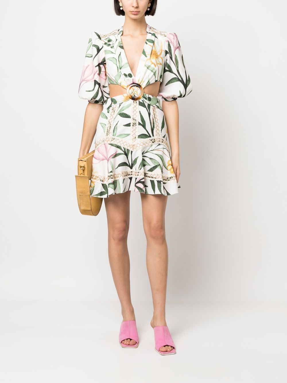 PatBO Mini-jurk met bloemenprint - Beige