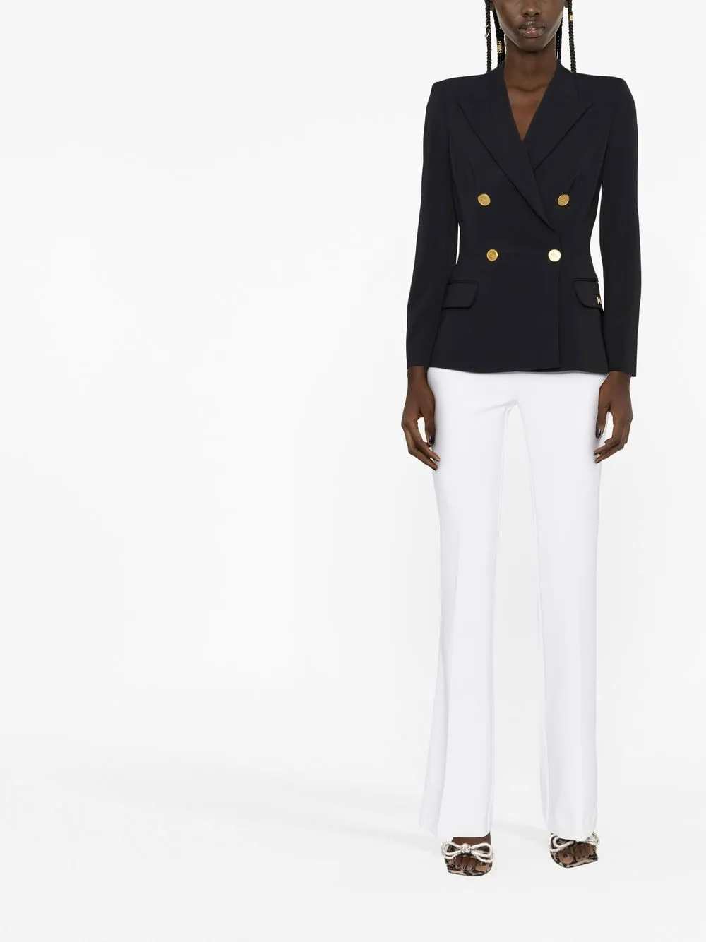 Elisabetta Franchi Blazer met dubbele rij knopen - Zwart