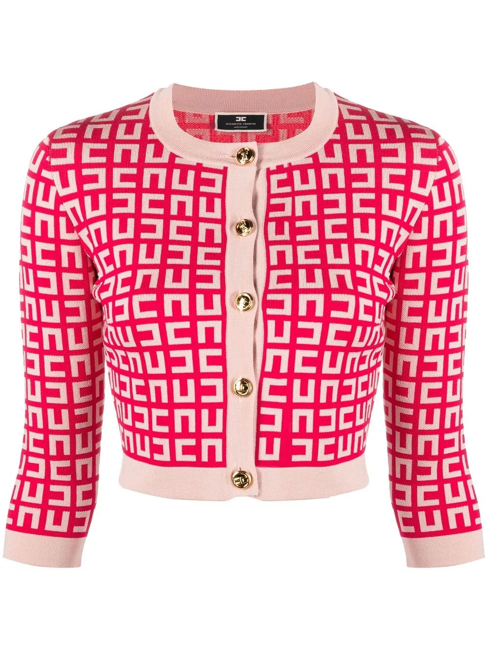 

Elisabetta Franchi intarsia-knit cropped cardigan - Pink