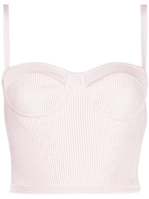 Haut bustier crop en maille nervurée - Alexander McQueen - Modalova
