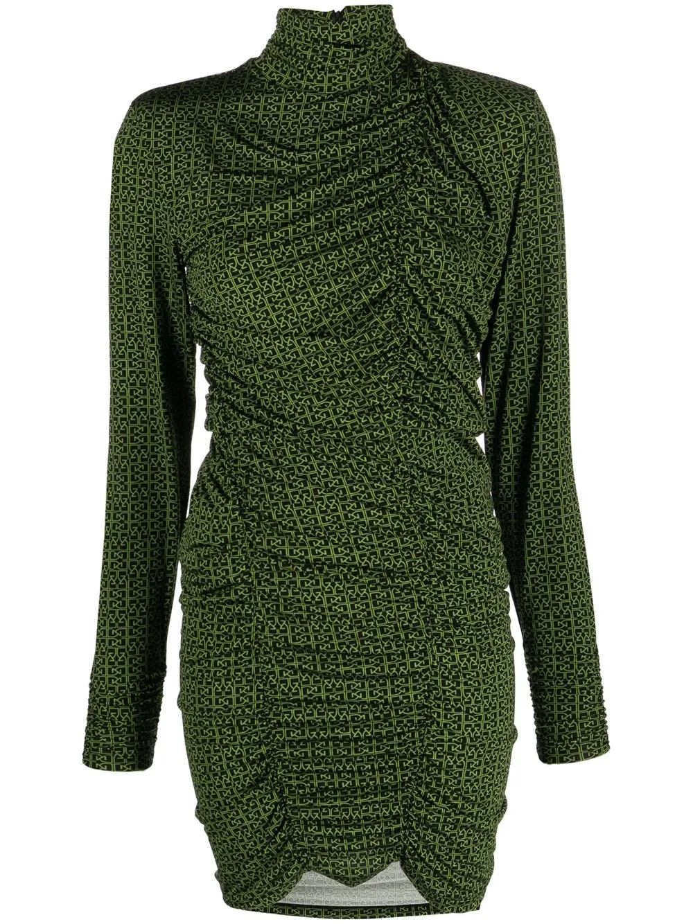 

Gestuz monogram pattern high neck dress - Green