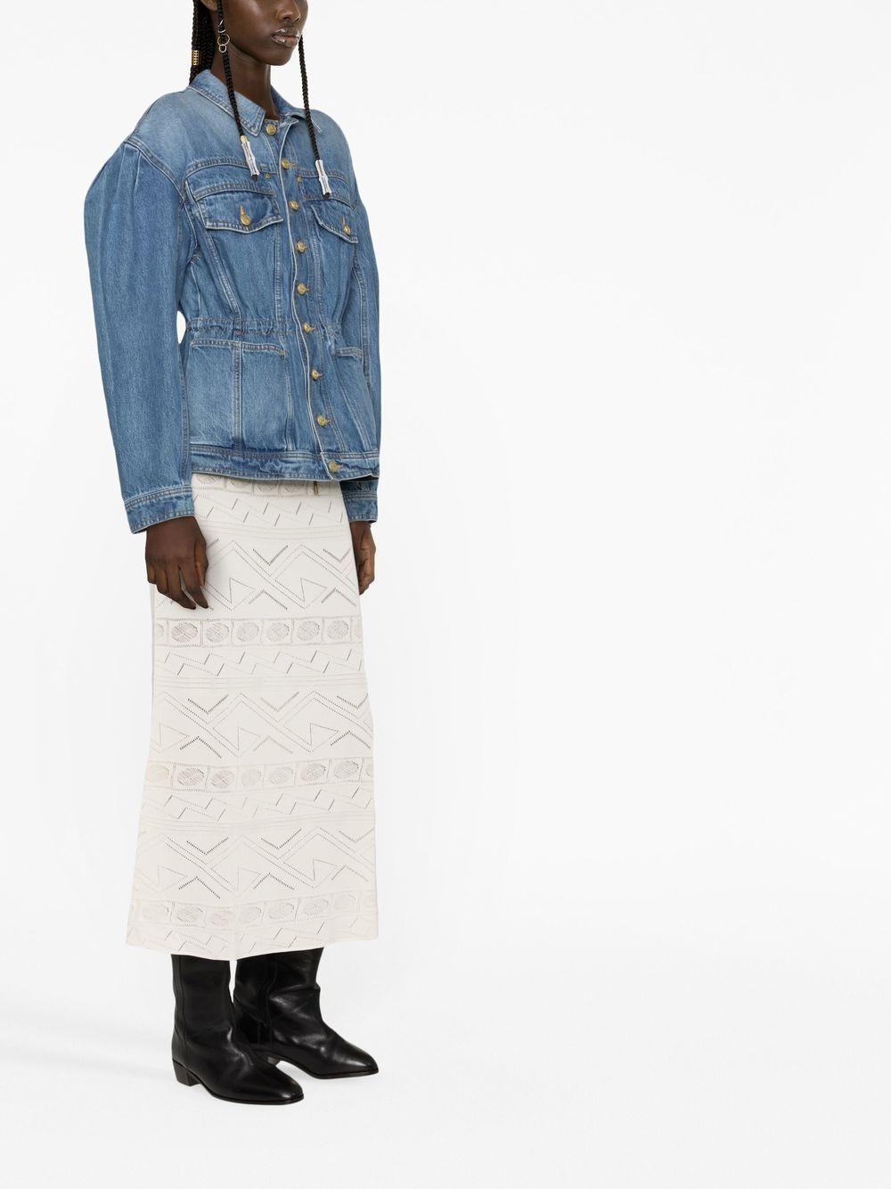 Shop Ulla Johnson Balloon-sleeve Denim Jacket In 蓝色