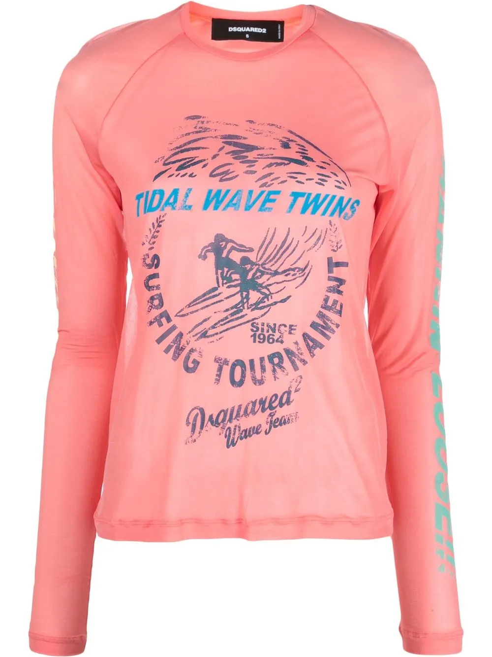 

Dsquared2 top manga larga con estampado gráfico - Rosado