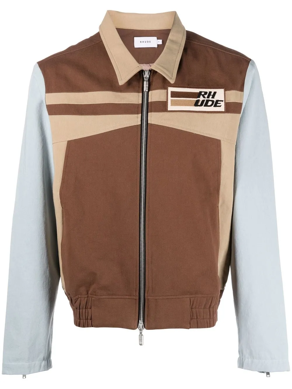 

Rhude logo-patch panelled jacket - Brown