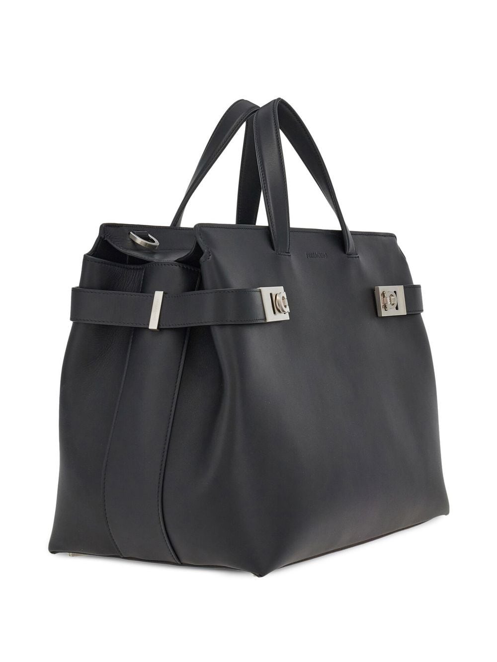 Shop Ferragamo Textured Tote Bag In Black