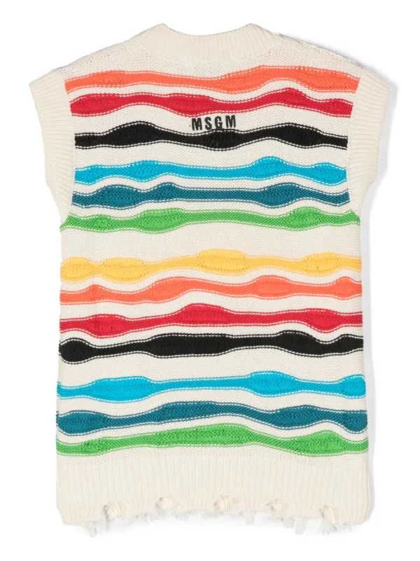 MSGM Kids ダメージ ニットベスト | ニュートラル | FARFETCH JP