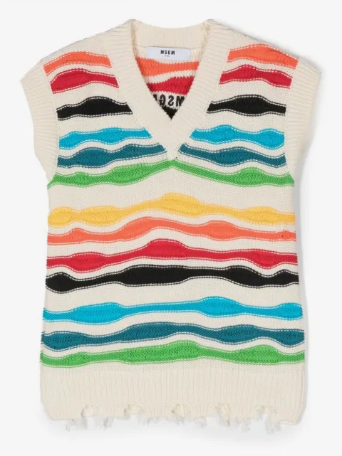 MSGM Kids distressed knitted vest