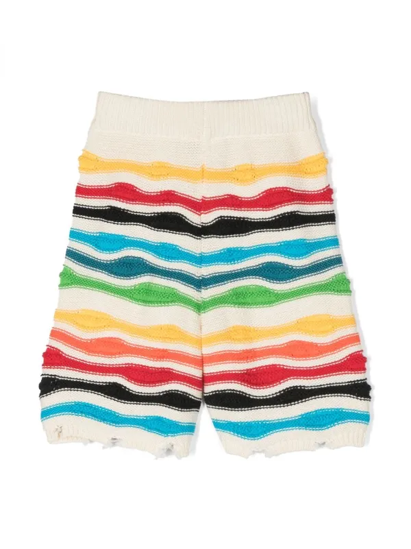 MSGM.ダメージショートパンツ MSGM Kids ダメージ ニットショートパンツ | ニュートラル