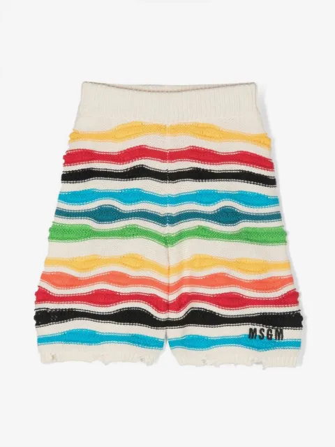 MSGM Kids distressed knitted shorts