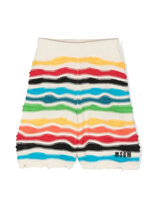 MSGM.ダメージショートパンツ MSGM Kids ダメージ ニットショートパンツ | ニュートラル