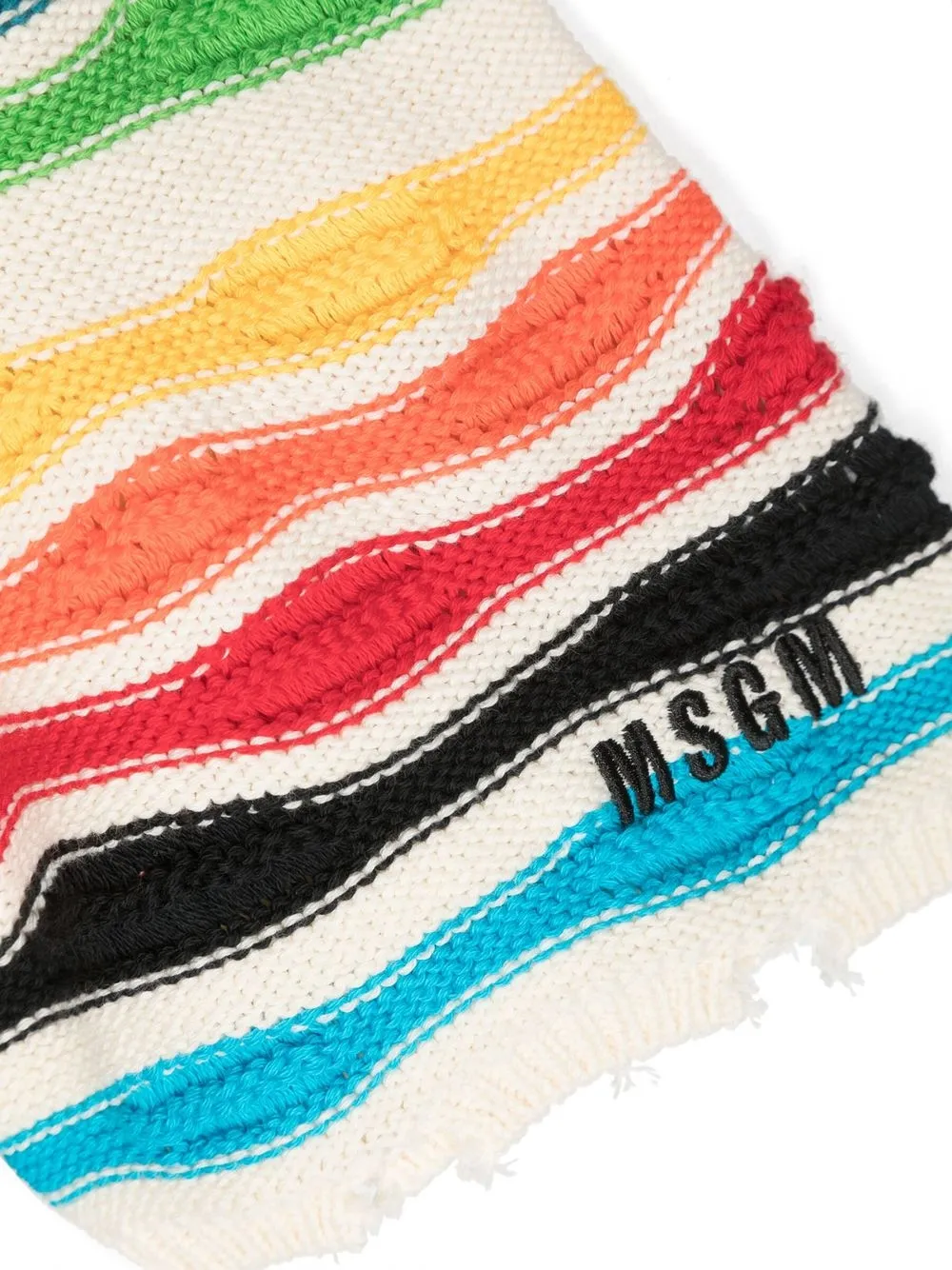 Msgm Multicolour Distressed Knitted Shorts In Neutrals