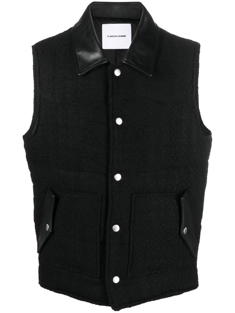 Flaneur Homme Padded Tweed Vest In Black