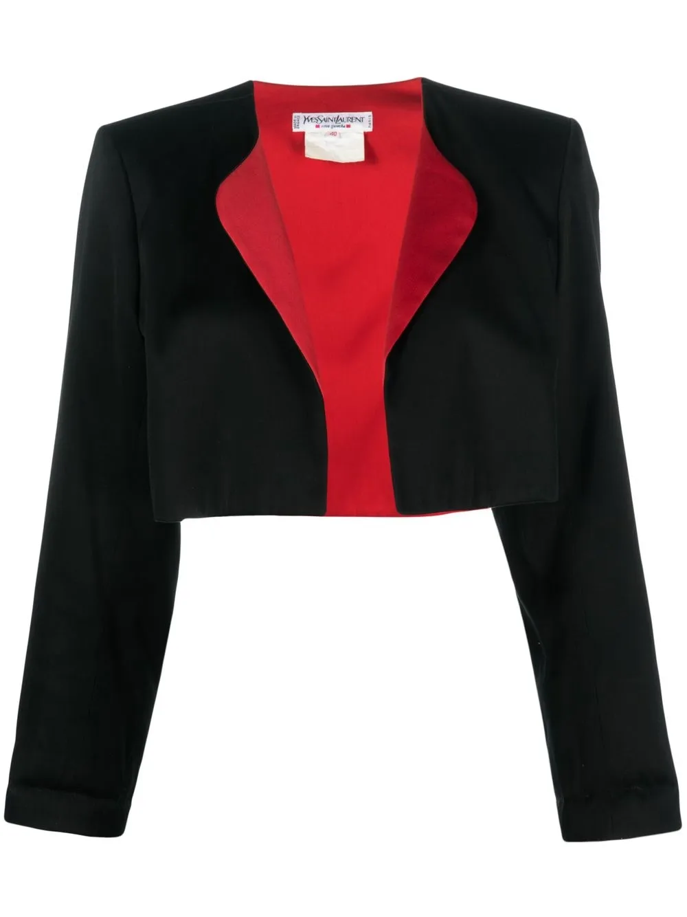 

Yves Saint Laurent Pre-Owned two-tone cropped jacket - Black