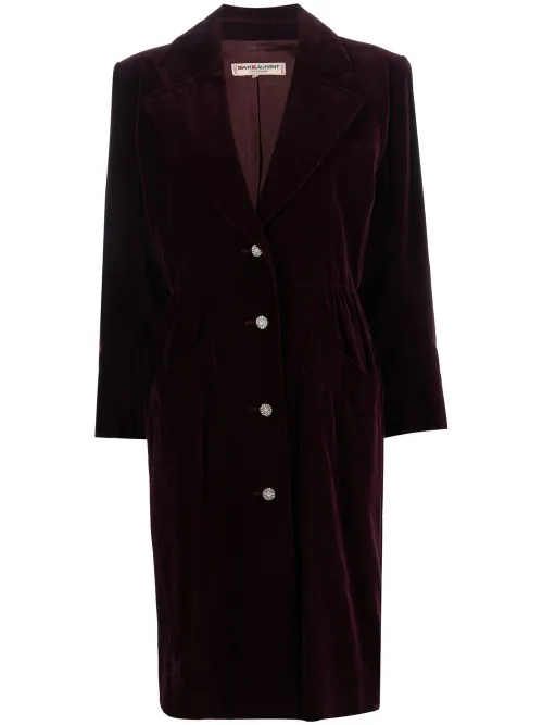 Manteau en velours à simple boutonnage - Saint Laurent Pre-Owned - Modalova