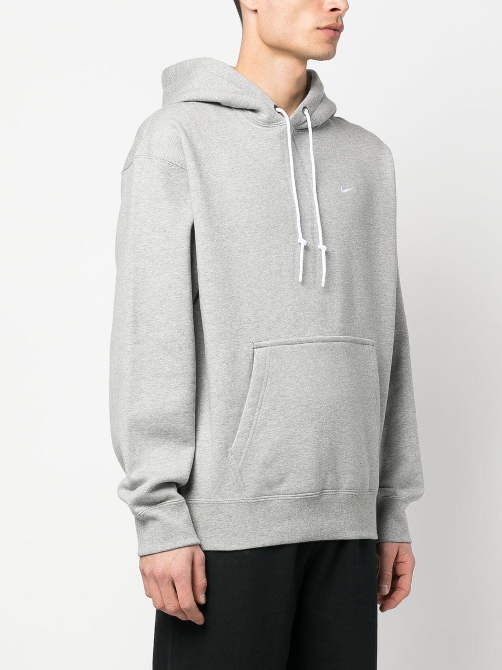Shop Nike Logo-embroidery Cotton Hoodie In 灰色