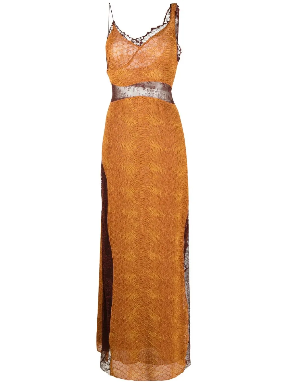 

Victoria Beckham lace-trim snake-print dress - Orange