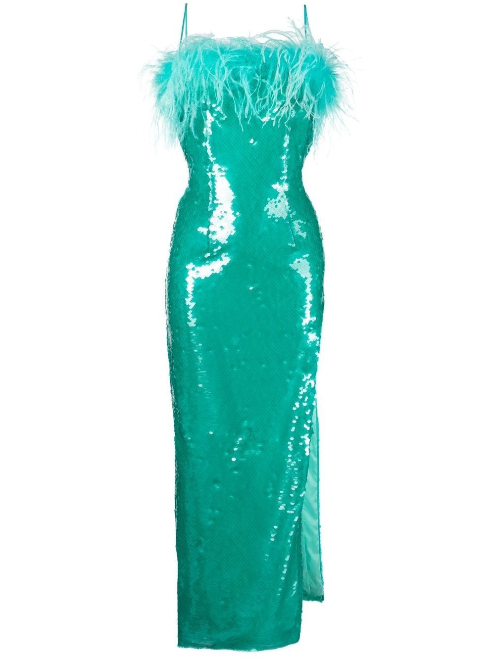 Giuseppe Di Morabito Ostrich-feather Sequin Dress In Green