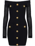 Balmain off-shoulder knitted minidress - Black