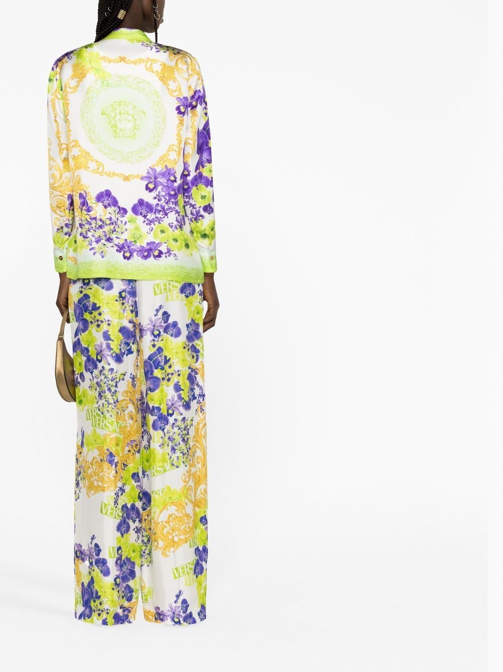 Shop Versace Baroque-print Trousers In 白色