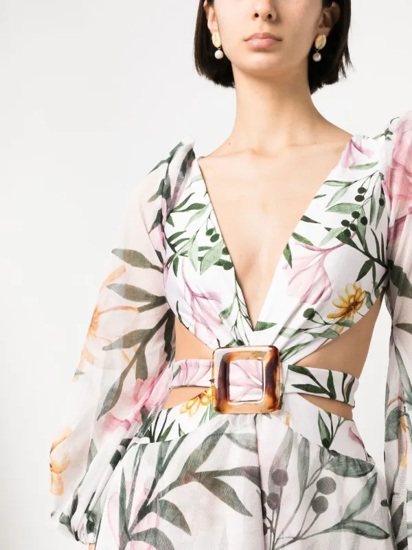 PatBO Jasmine floral print Belted Dress Farfetch