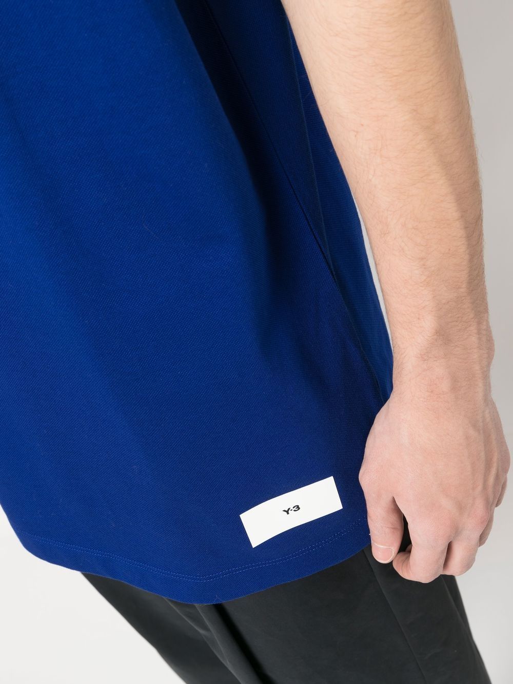Shop Y-3 Logo-patch Cotton Polo Shirt In Blue