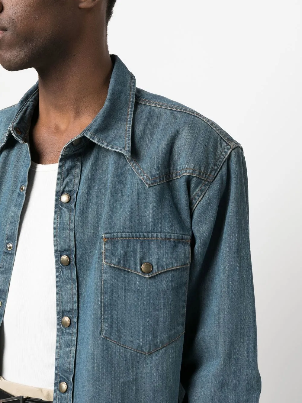 Preowned Burberry 2010s Press Stud Fastening Denim Shirt In Blue