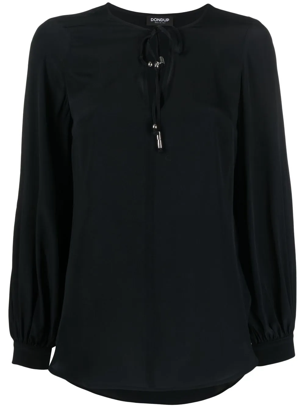 Shop Dondup Tie Neck Blouse In Schwarz