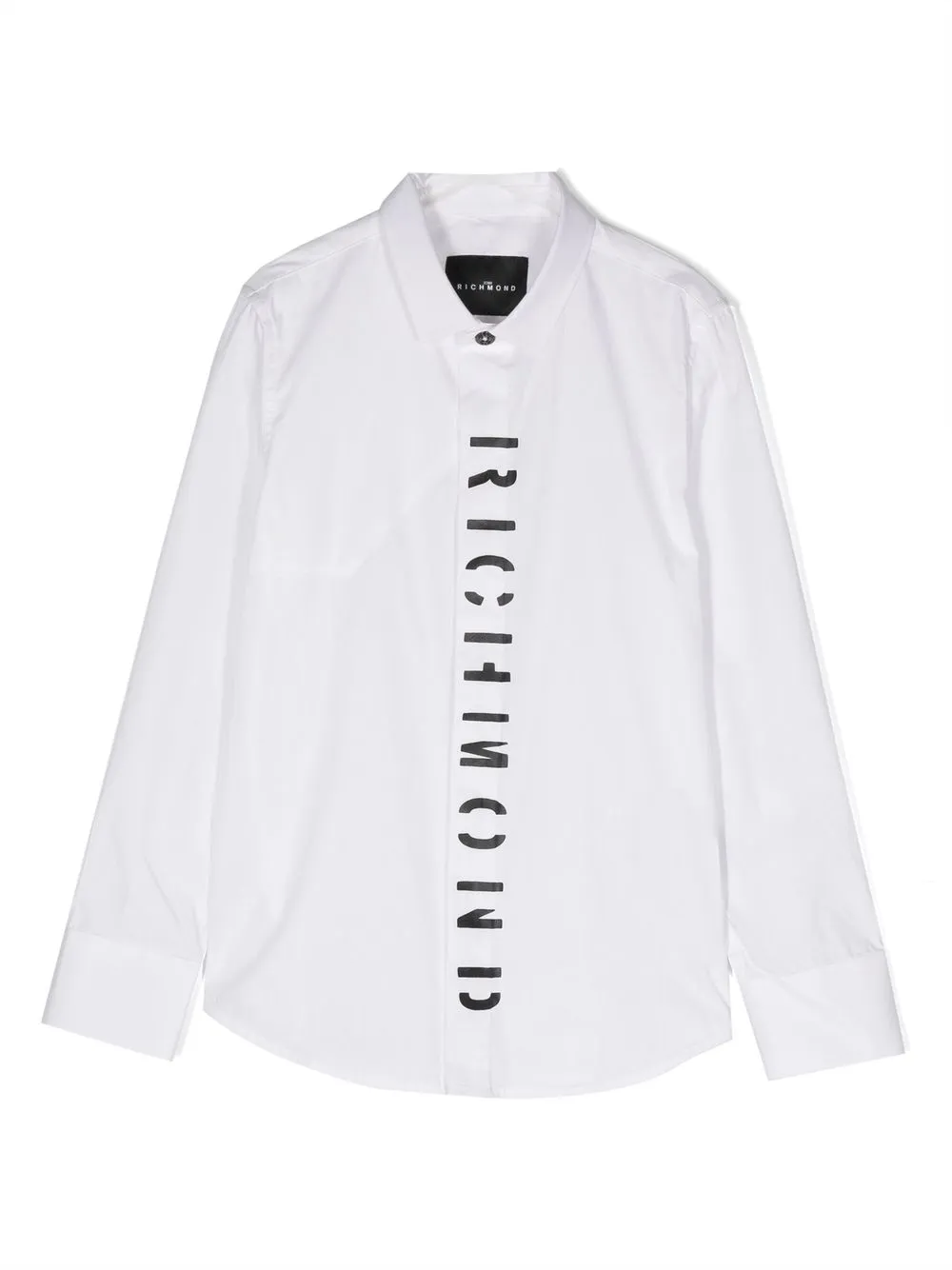 

John Richmond Junior camisa manga larga con logo estampado - Blanco