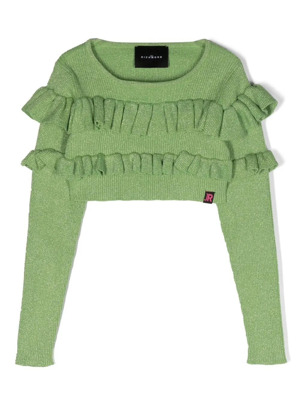 

John Richmond Junior ruffle-detail cropped jumper - Green