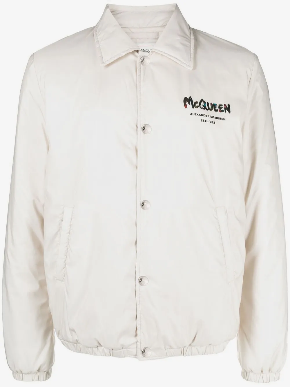 Alexander McQueen logo-print bomber jacket | Neutrals | Image 1
