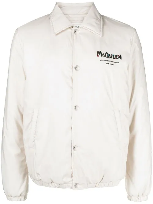 Veste bomber à logo imprimé - Alexander McQueen - Modalova