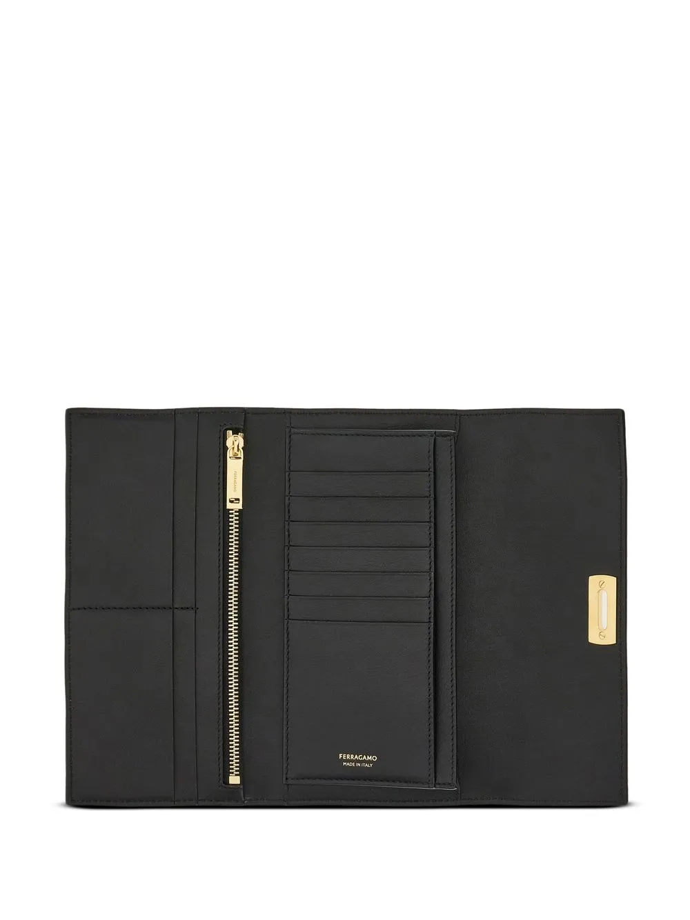 Shop Ferragamo Gancini Clasp Wallet In Schwarz