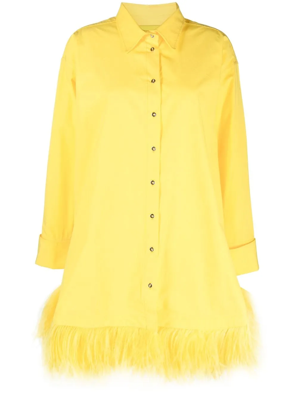 

Marques'Almeida feather-trim long-sleeve shirtdress - Yellow