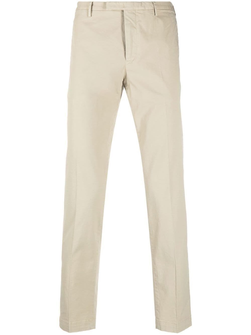 Pt Torino Slim-fit Cotton-blend Trousers In Neutrals
