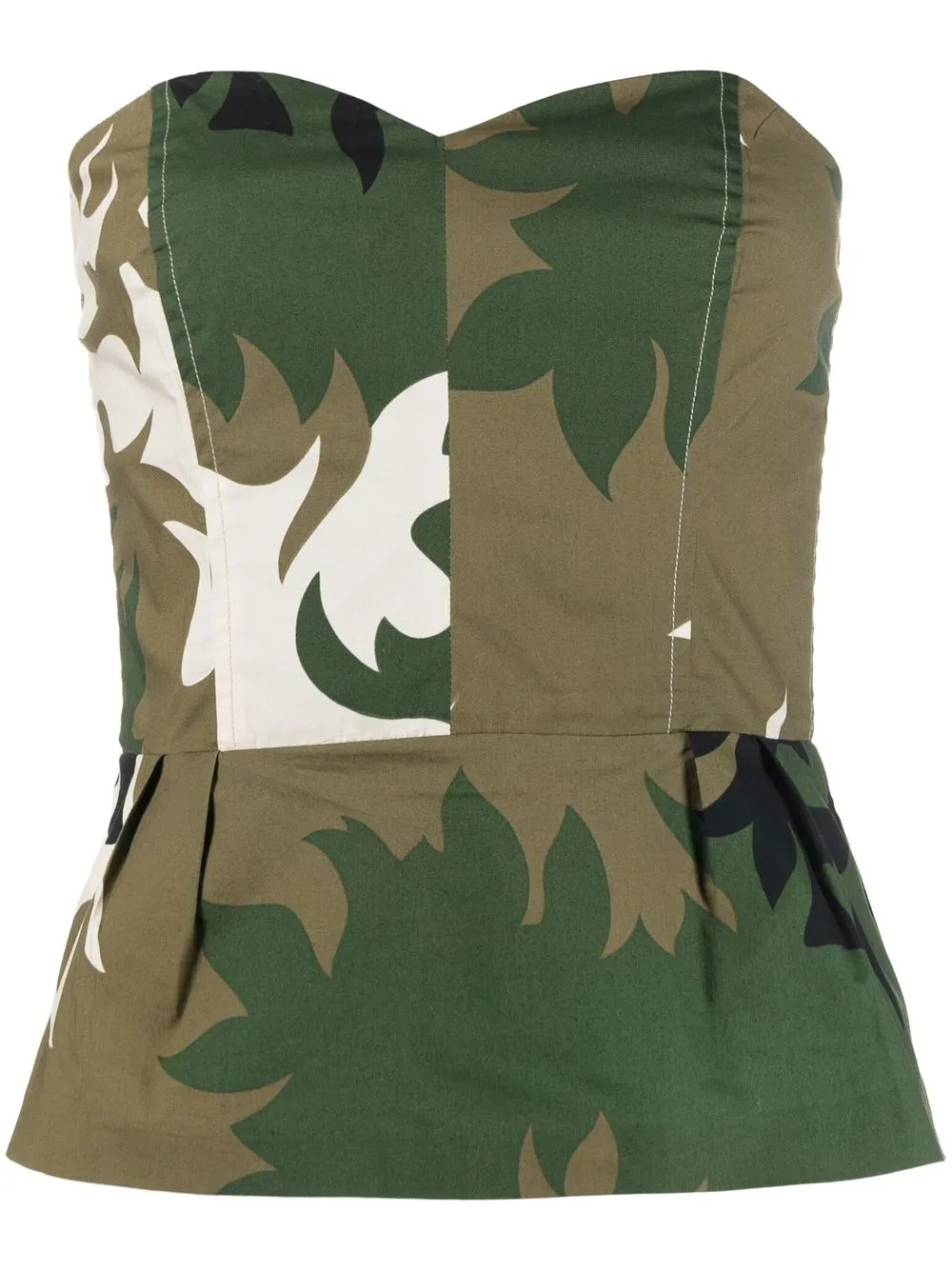 

Prada Pre-Owned camouflage-print strapless top - Green