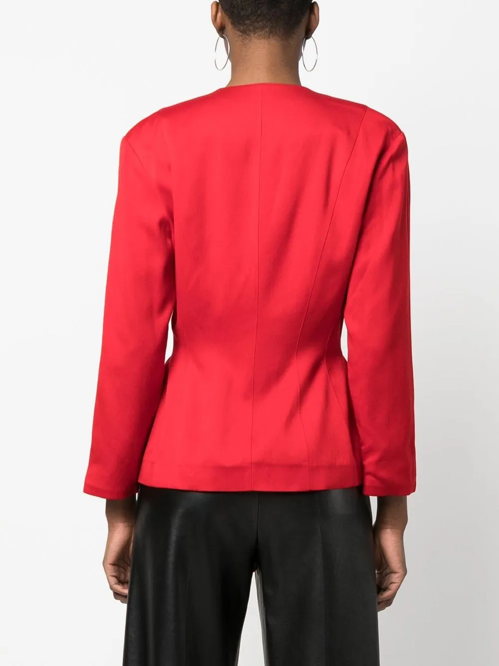 Pre-owned Mugler Collarless Single-breasted Jacket In Red