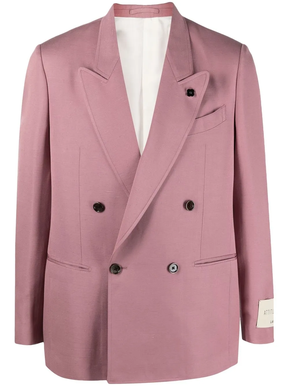 

Lardini double-breasted logo-patch blazer - Pink