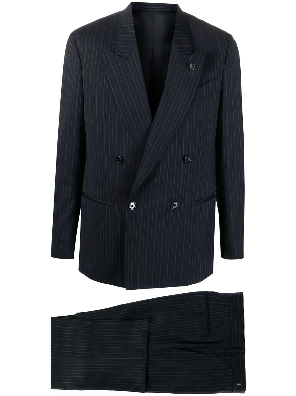 Lardini Double-breasted Wool Blazer In Blau