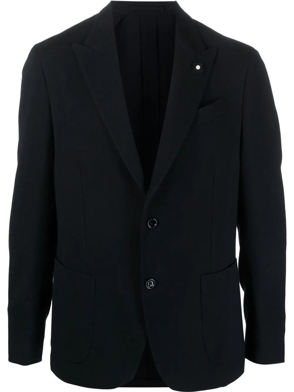 

Lardini single-breasted logo-embroidered blazer - Blue