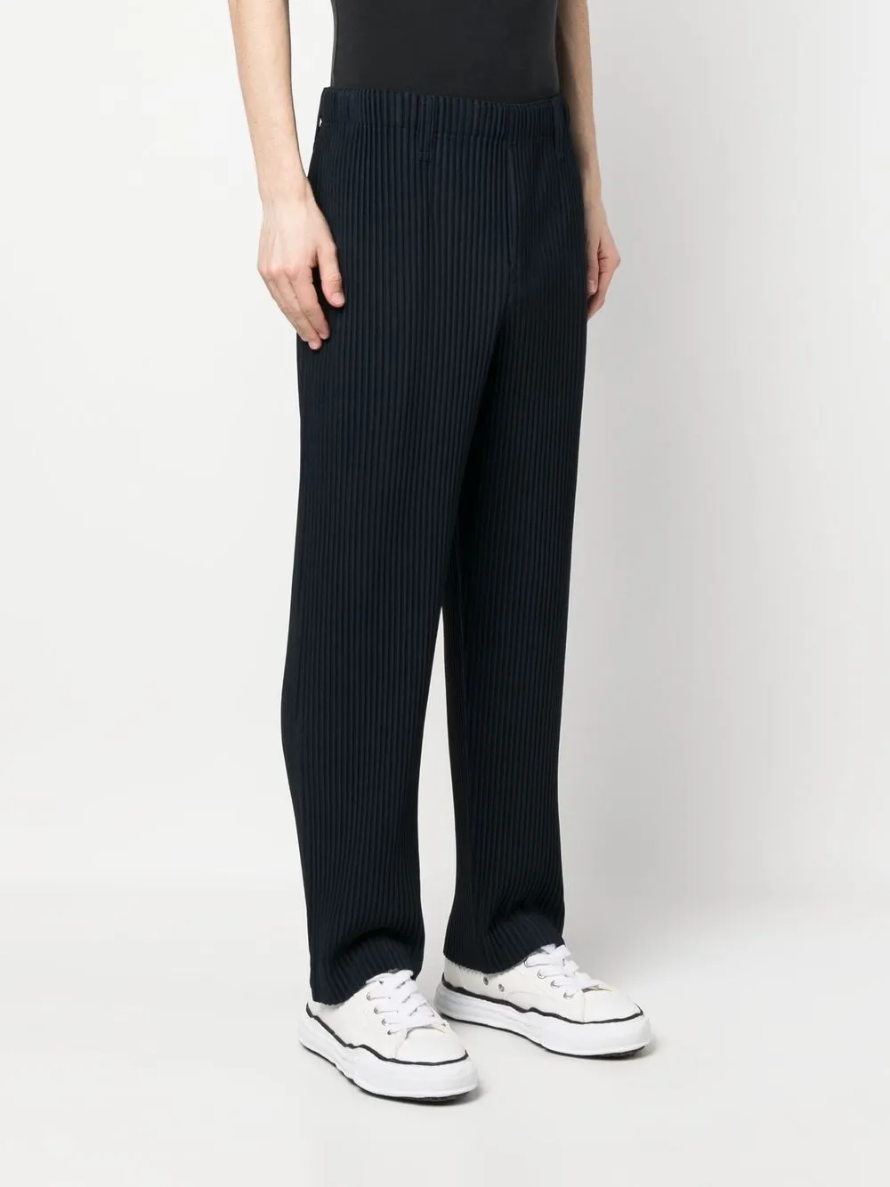 Shop Issey Miyake Straight Leg Trousers In Blue