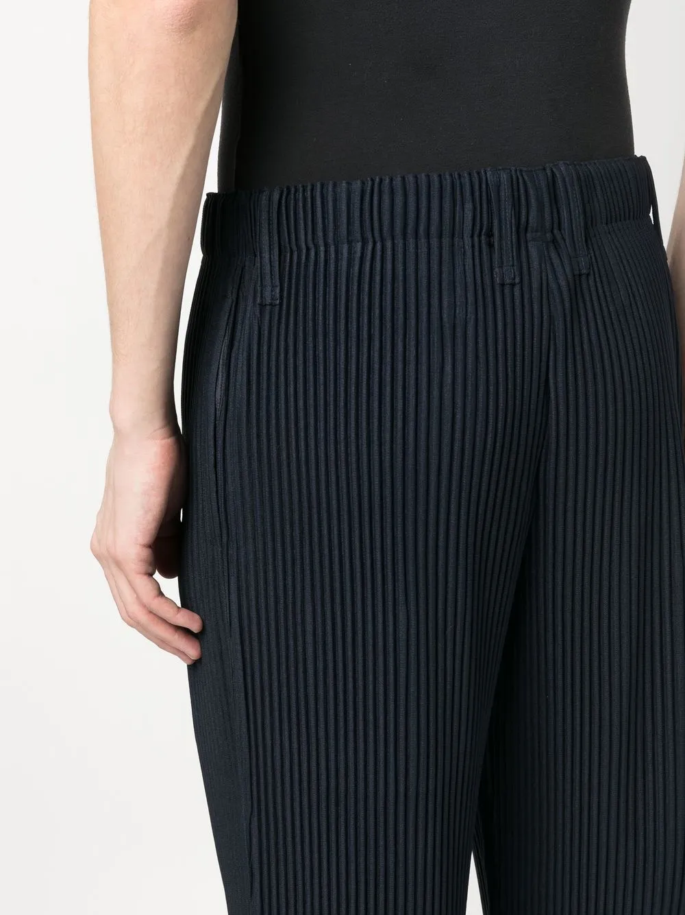 Shop Issey Miyake Straight Leg Trousers In Blue