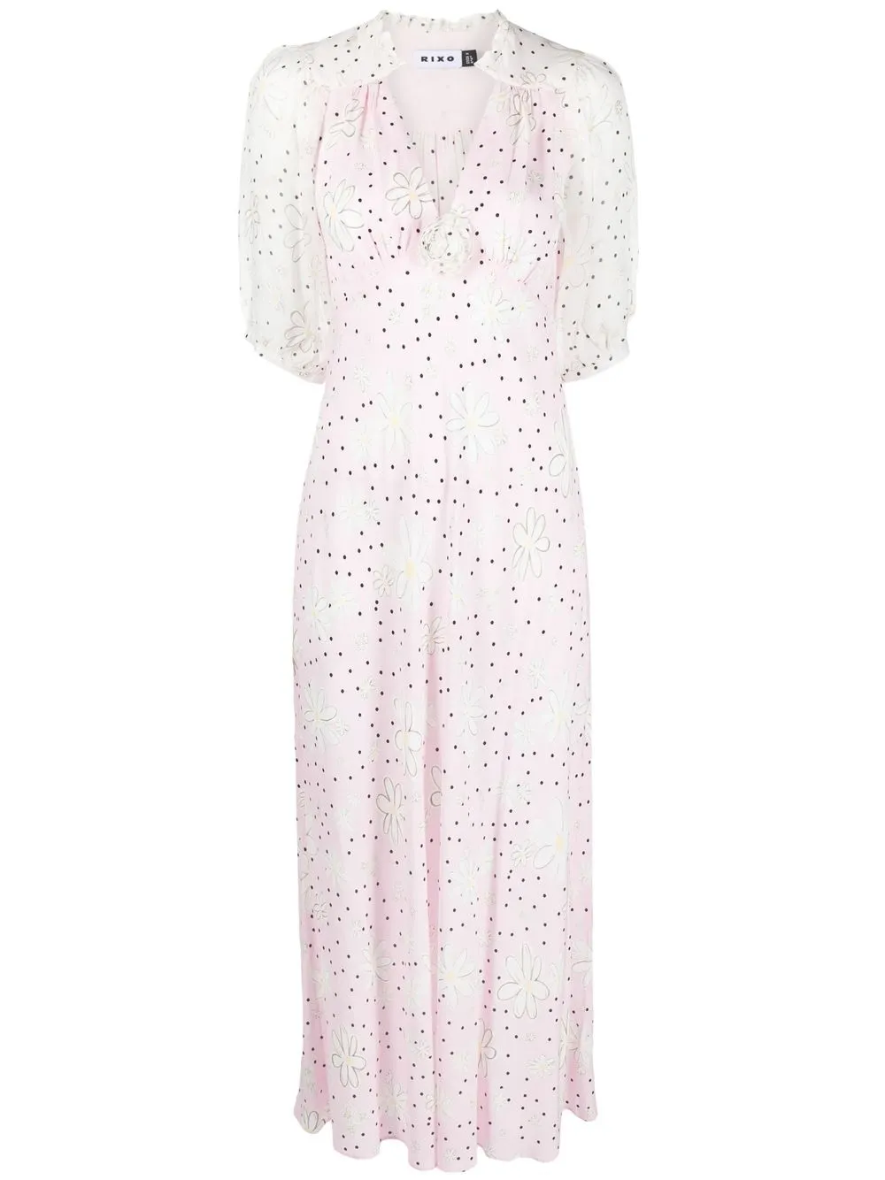 

Rixo V-neck midi dress - Pink