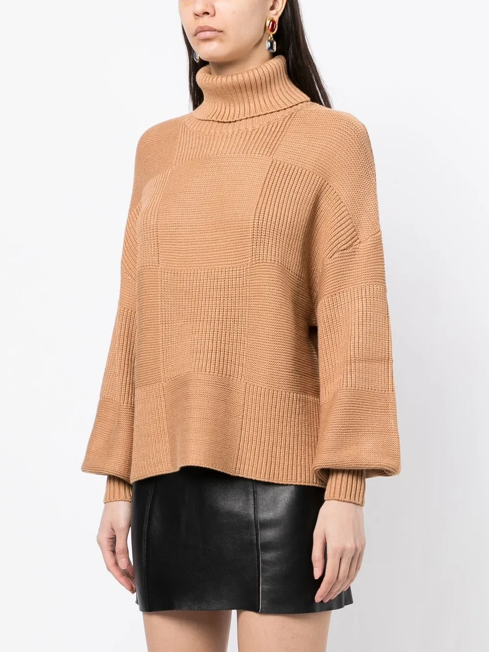 Staud Benny Roll-neck Jumper In Brown