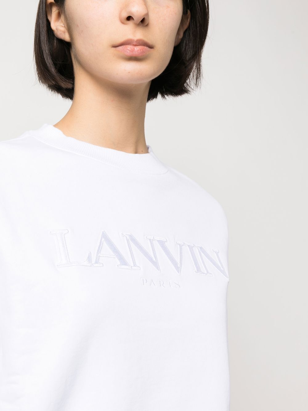 Shop Lanvin Logo-patch Crewneck Sweatshirt In Weiss